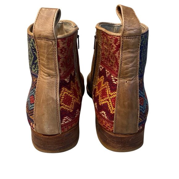 Teysha Handmade Guatemalan Leather Textile Embroidered Ankle Boot Guatemala 8.5 - Picture 5 of 9